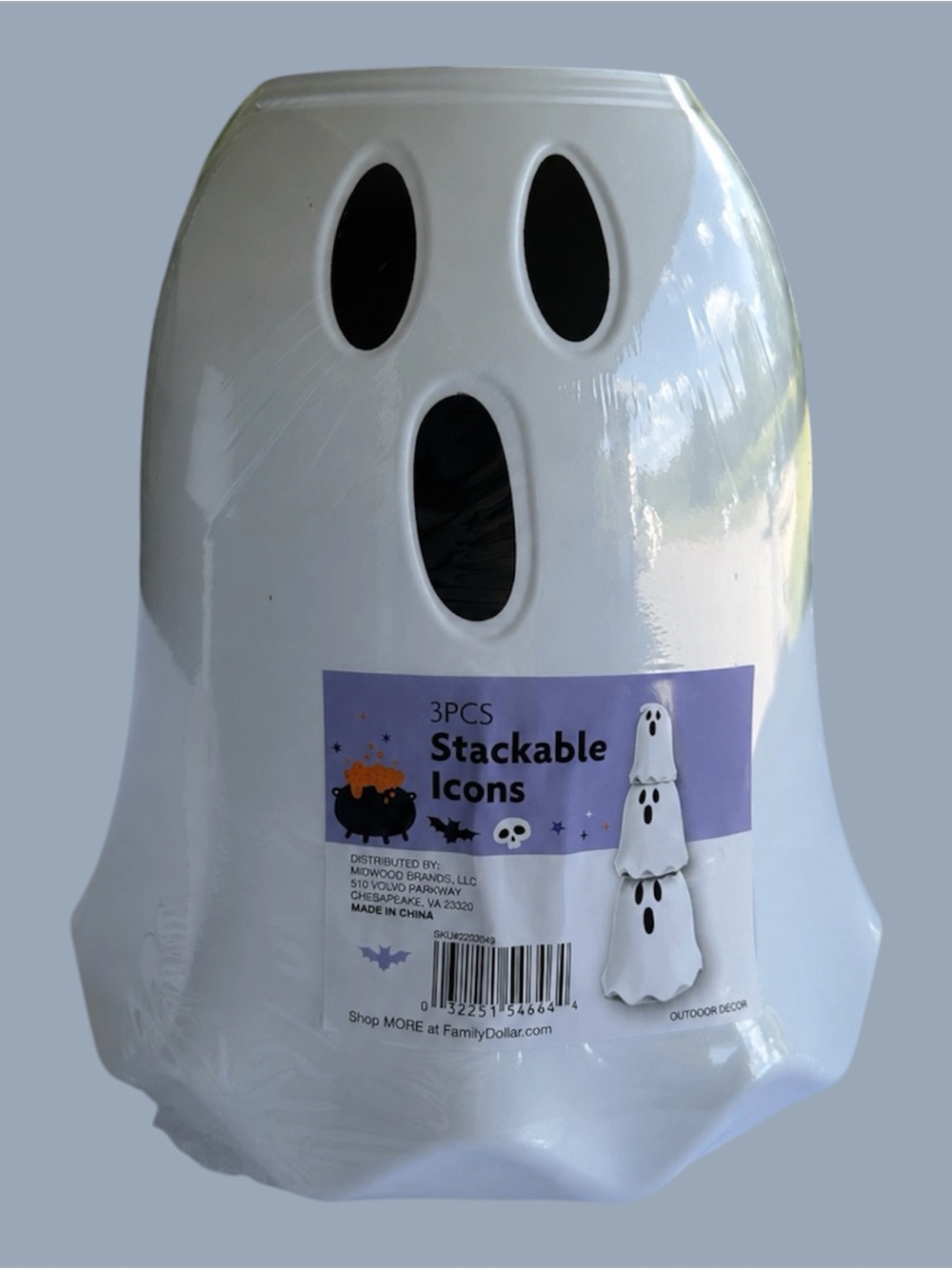 3PC Stackable Ghosts Icons Outdoor Halloween Decor